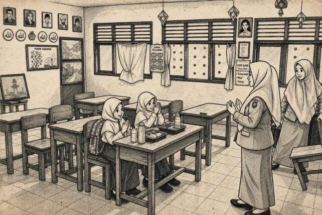 Ilustrasi sekolah minim siswa pada tahun ajaran baru. (Ilustrasi: Notis)
