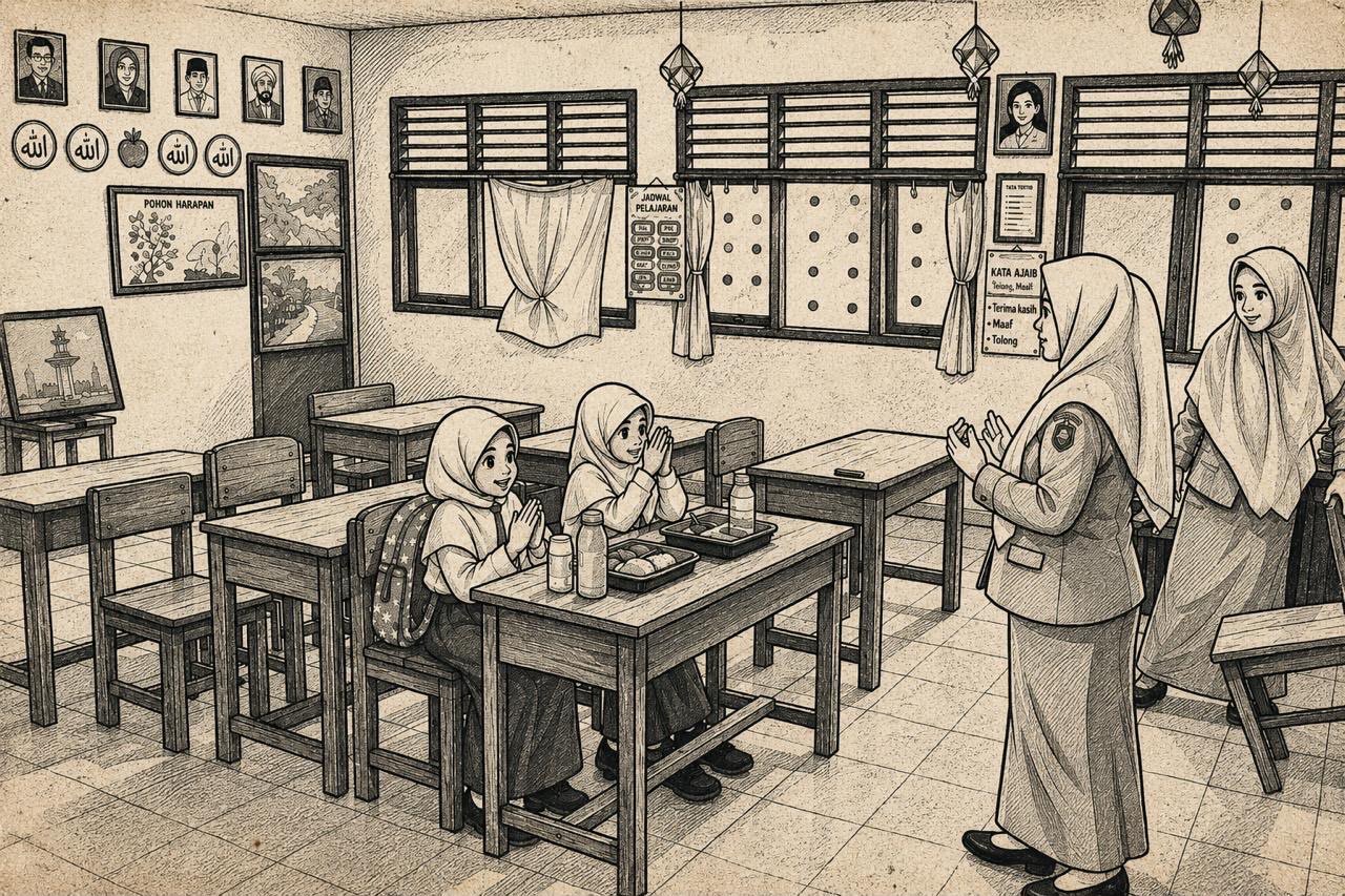 Ilustrasi sekolah minim siswa pada tahun ajaran baru. (Ilustrasi: Notis)