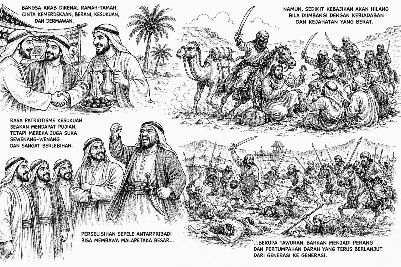 Kebobrokan perilaku bangsa Arab. (Ilustrasi: Onoff)