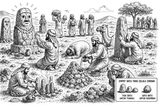 Berhala demikian dipuja dan diagungkan di masa kegelapan jahiliah. (Ilustrasi: Onoff)