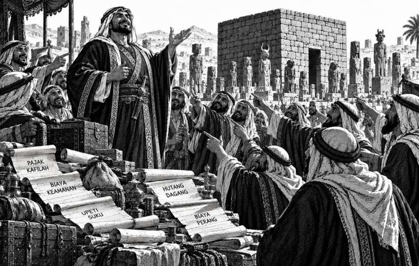 Siasat suku Quraisy mengambil keuntungan dari keberadaan Ka’bah di Mekah.(ilustrasi: Onoff)