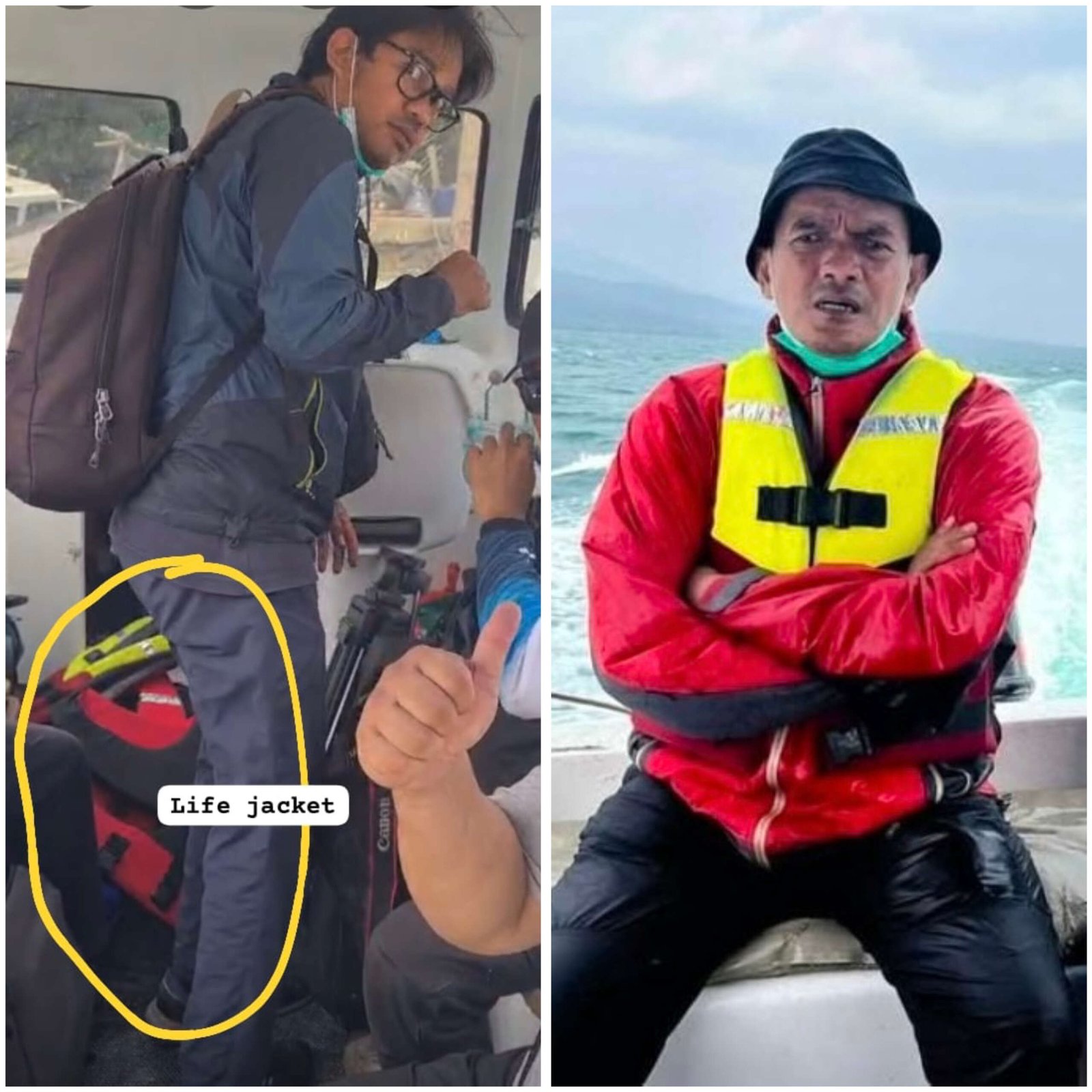Life jaket yang disinyalir ada di Speedboat Arupadhatu 1 dan dikenakan salah seorang penumpang.(foto: ist)