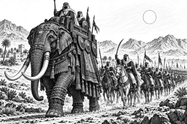Gajah menjadi simbol bagi pasukan Abrahah dari Yaman yang ingin menghancurkan Ka’bah.(ilustrasi: Onoff)