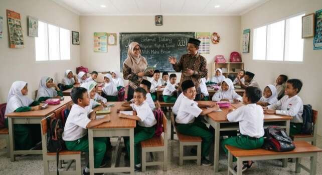 Guru madrasah banyak berstatus non-ASN.(ilustrasi: Onoff)