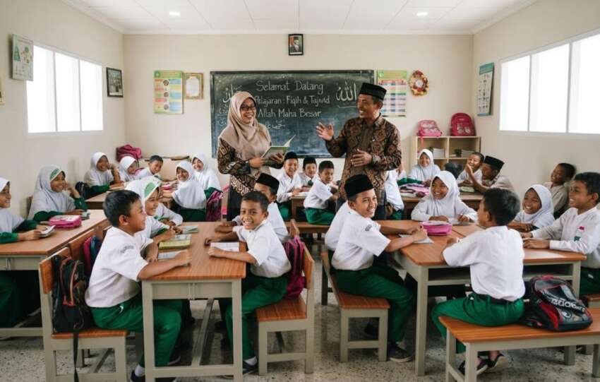 Guru madrasah banyak berstatus non-ASN.(ilustrasi: Onoff)