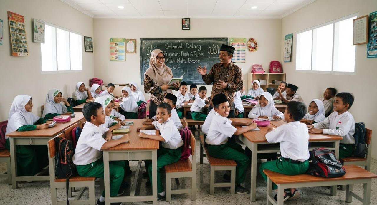 Guru madrasah banyak berstatus non-ASN.(ilustrasi: Onoff)